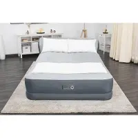 OEM Luftbett mit Kopfteil | Komfortabel und Dauerhaft | Hochleistungsluftbett mit integriertem Kompressor + USB-Lader (90x60"x29") Grau