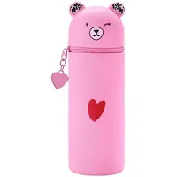 OEM Weiches Silikon-Etui, 2in1 Etui und Stifthalter, rosa, für Schüler