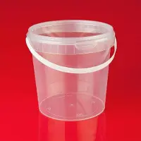 Markenlos Kunststoffemmer 1 Liter - Transparent, Lebensmittelsicher, Stapelbar - Set von 12