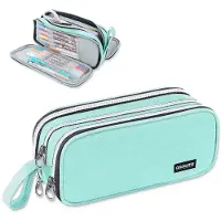 OEM Grünes Etui mit 3 Fächern für Schule Büro