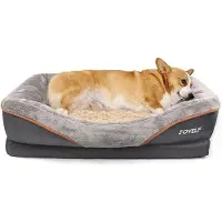 OEM Luxus Orthopädisches Hunde-Kissen - Medium Memory-Foam Hunde-Bett - 80x56x18cm - Waschbare Hülle - Grau