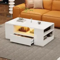 OEM Salontisch 95x53cm 2 Schubladen Hochglanz