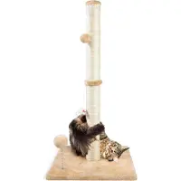 Markenlos 3-in-1 Kratzbaum für Katzen mit Plüschspielzeug - Premium Sisal Kratzsäule für Wohnungskatzen aller Altersgruppen - Verstärkte stabile Basis - Taupe 40 x 70 cm