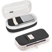 OEM Jugend Etui Schwarz, ausbreitbar, groß, kratzfest, mit Stifthalter und Netzfächern