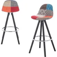 OEM Luxe Stoffen Barhocker - 1 Stück - Harte Linnen - Hocker Mit Teppich - Hohes Barhocker - Mehrfarbig - Holz