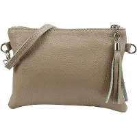 OEM Kleine Lederclutch 22x15cm Lichtbraun