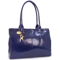 OEM Große Leder-Tote-Handtasche Schwarz Blau für A4