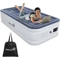 OEM Selbstaufblasbares Luftbett mit integrierter Pumpe, weiß/grau, für Camping