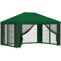 vidaXL Garten Pavillon mit Seitenwänden 4 x 3 m Grün