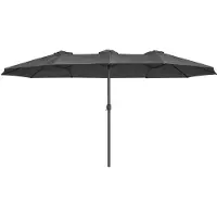 Markenlos Doppelparasol - Großes Sonnenschirm mit UV-Schutz - 460 x 270 cm - Grau