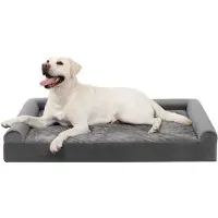 OEM XL-Grijs Orthopädische Hundebett 111x81x18cm, Hundebett mit 3 Aufstehenden Kanten, Hundebett mit Antirutschboden, Waschbar und Abnehmbar