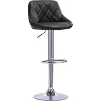 OEM Schwarzer Barhocker Deluxe mit Rückenlehne, höhenverstellbar, Kunstleder