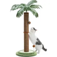 Markenlos Kratzbaum mit Kokosnussbaum - 85 cm Hoch - Für Innen - Interaktive Bälle - Braun