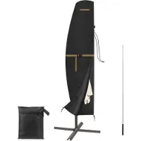 OEM Wasserdichte Sonnenschirm-Abdeckung mit Reißverschluss - Große, tragbare Regenschirm-Überdachung mit Teleskop-Stange und großem Schatten - Abmessungen 265x40/70/50cm