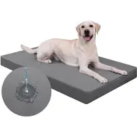 OEM Orthopädisches Hundebett für große Hunde 119 x 73 cm, abnehmbare wasserdichte Kunstlederabdeckung, Hundekissen, Hundematratze für große Hunde, bequem und kalt für Innen und Außen, grau