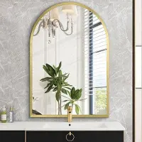 OEM HLFMVWE Gebogener Badezimmerspiegel, Spiegel mit Metallrahmen für den Waschtisch, Spiegel für die Kommode, gebogener Dekospiegel für Wohnzimmer, Schlafzimmer, Flur oder Kamin 50 x 70 cm