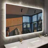 OEM Badspiegel mit dimmbarer LED-Beleuchtung, 100x70cm, Bluetooth, Entfeuchter, 3 Farbtemperatur
