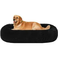 OEM Orthopädisches Hundebett, rund, 100cm, schwarz, waschbar