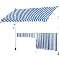 OEM Blaue Balkonmarkise 300 cm, höhenverstellbar, UV-beständig, wasserdicht
