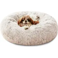 Markenlos Hundebett rund mit Plüschbezug - waschbar