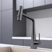 OEM Schwarze Küchenarmatur, ausreichbar, 3 Strahlarten, 360° Drehbar, Edelstahl