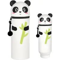Benza Ibenzoa 2-in-1 Panda Federmäppchen aus weichem Silikon – Stifteetui & aufstellbarer Stiftehalter, 18,5×6,3 cm, bis zu 15 Stifte, 110 g