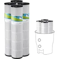 Vevor Pool Filter Cartridge, 4x 130 Sq. Ft, Spa Hot Tub Filter Cartridge Replacement, Compatible with Pentair CCP520, R173578, PCC130, Secure for Kids & Pet, Trilobal Pleated, Easy to Clean