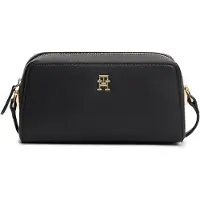 Tommy Hilfiger TH Monogram Textured Crossbody Camera Bag, Reißverschluss, Erwachsener, OS, Schwarz, Polyurethan (PU), 1 Stück(e)