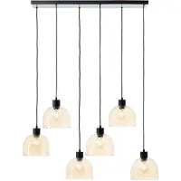 Brilliant Hängelampe Casto, Länge 95 cm, bernstein, 6-flg., Glas