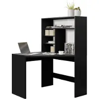 Mirjan 24 Eckschreibtisch Zayden, Schreibtisch L-Form, Ecktisch vom Hersteller, Jugendzimmer, Regal (Farbe: Schwarz)