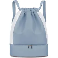 Unyqoos Wasserdichte Gymtasche mit Kordelzug – große Sporttasche 35 x 19 x 42 cm, Oxford-Stoff, mit Schuhfach & Innen-Netzfach
