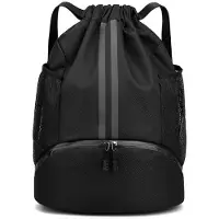 Unyqoos Wasserdichte Sporttasche – Geräumige Trainings- & Schwimmtasche 32 x 16 x 47 cm, Oxford-Gewebe, Schwarz, mit verstellbarem Kordelzug