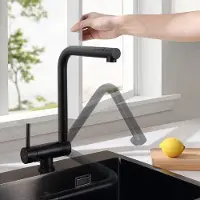 Markenlos Schwarze Küchenarmatur Edelstahl drehbar