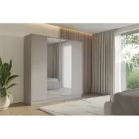 ALTDECOR Kleiderschrank mit Spiegel LESE - 200x200x51 Kaschmir Schrank Garderobenschrank Mehrzweckschrank mit modernen glatte Fronten