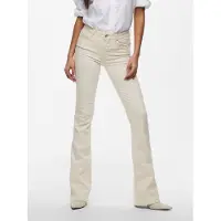 ONLY Bootcut-Jeans "ONLBLUSH MID FLARED DNM NOOS", Damen, Gr. S (36), Länge 34, beige (ecru), Denim/Jeans, Obermaterial: 92% Baumwolle, 6% Elastomultiester, 2% Elasthan, unifarben, Jeans Bootcut-Jeans