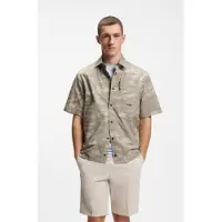 BOSS für Herren. 50559568 Hemd Globe Print grün (S), Lässig, Baumwolle, Kurzarm