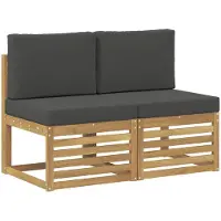 Syfax 2 Stück Outdoor Mittelsofa Massivholz Akazie Weiß