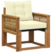 Syfax Outdoor Mittelsofa Massives Akazienholz und Textilene Natur