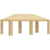 Syfax Gartenpavillon 6 x 3 m Creme Polyester und Stahl 190 gsm