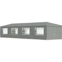 Syfax Party-Zelt 1200 x 300 x 255 cm Hellgrau PE und Stahl
