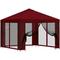 vidaXL Garten Pavillon mit Seitenwänden 3 x 3 m Bordeauxrot