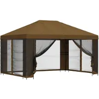 vidaXL Garten Pavillon mit Seitenwänden 4 x 3 m Taupe
