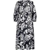 Seidensticker Blusenkleid , Damen, Gr. S (36), Normalgrößen, 3/4 Arm, schwarz-weiß (schwarz), 100% Viskose, unifarben, regular fit, V-Ausschnitt, Kleider Blusenkleid, 3/4 V-Neck Uni