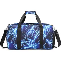 Unyqoos Sport- und Reisetasche 33 l für Jungen, Blau – wasserabweisendes Canvas, Schuhfach & wasserdichte PVC-Fächer, 45×20×30 cm, abnehmbarer Schultergurt