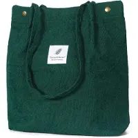 Unyqoos Ibenzoa Cord-Schultertasche für Damen – geräumig 34 x 30 x 12 cm, Corduroy & Canvas, Innenfach, verstärkte Träger/Boden, Magnetverschluss + 2 Druckknöpfe