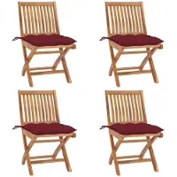 Syfax Klappbare Gartenstühle mit Kissen 4 Stk. Massivholz Teak