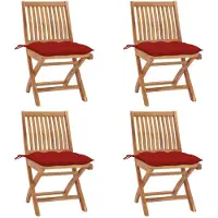 Syfax Klappbare Gartenstühle mit Kissen 4 Stk. Massivholz Teak