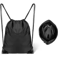 Unyqoos Sportbeutel – wasserabweisender Kordelzug, großes Volumen 36 x 43 cm, Oxford-Gewebe, Reißverschluss-Vorfach, Schwarz, für Jungen & Mädchen