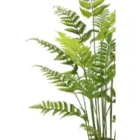 Unyqoos Kunstfarn im Topf 90 cm, naturgetreu grün, Betonoptik-Topf mit Zementfuß, formbare Metalldrähte – pflegeleichte Deko für Wohnzimmer & Büro