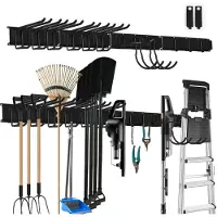 Unyqoos Edelstahl-Wandhalter 162,5 cm für Gartengeräte – Aufbewahrungsleiste mit 12 Haken, korrosionsbeständig für Garage & Schuppen